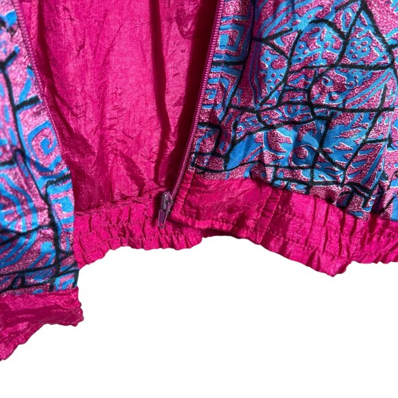 Active Elements Windbreaker Jacket Womens Medium Pink Blue 80s 90s Vintage - Picture 9 of 12